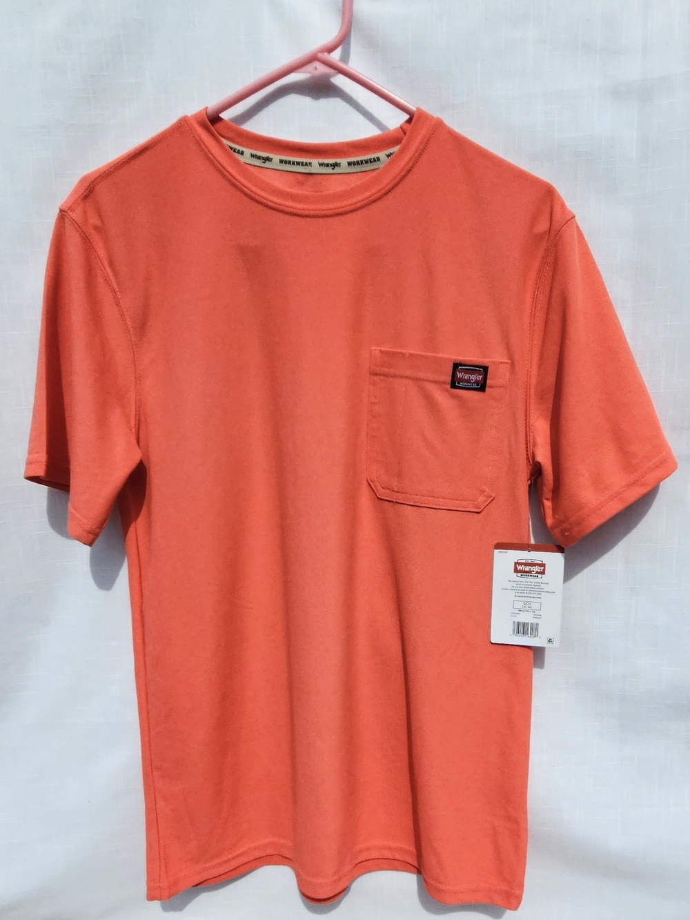Wrangler Men's Orange Pocket Crew T-Shirt Size S/ch NWT Perfect For Summer